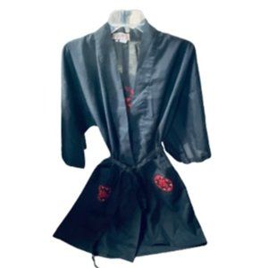 Vintage Black Kimono Robe w/Characters